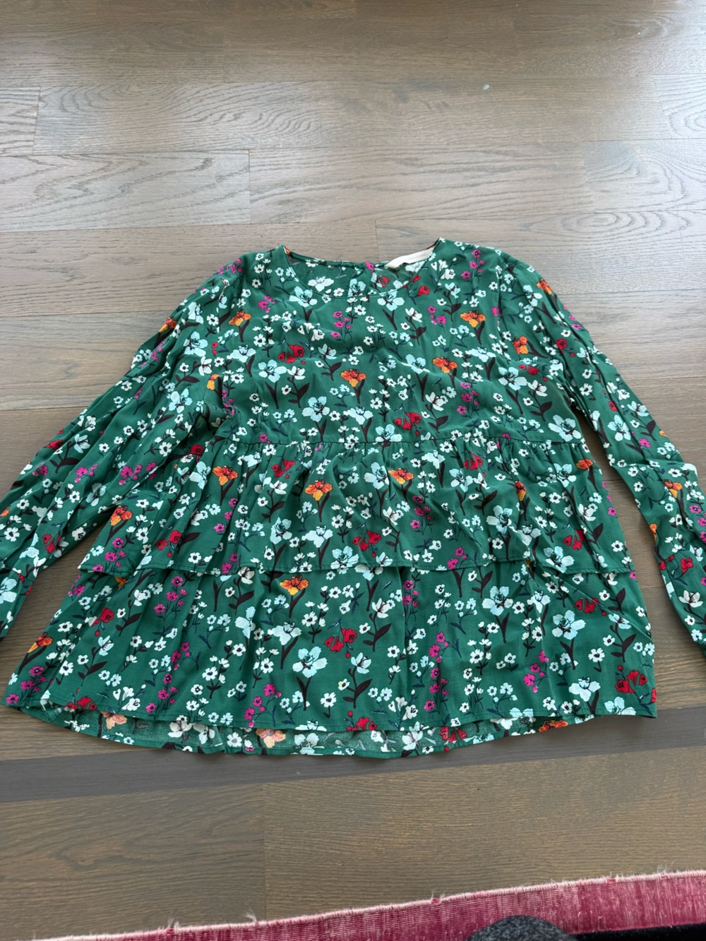Zara Green Floral Long-Sleeve Tunic